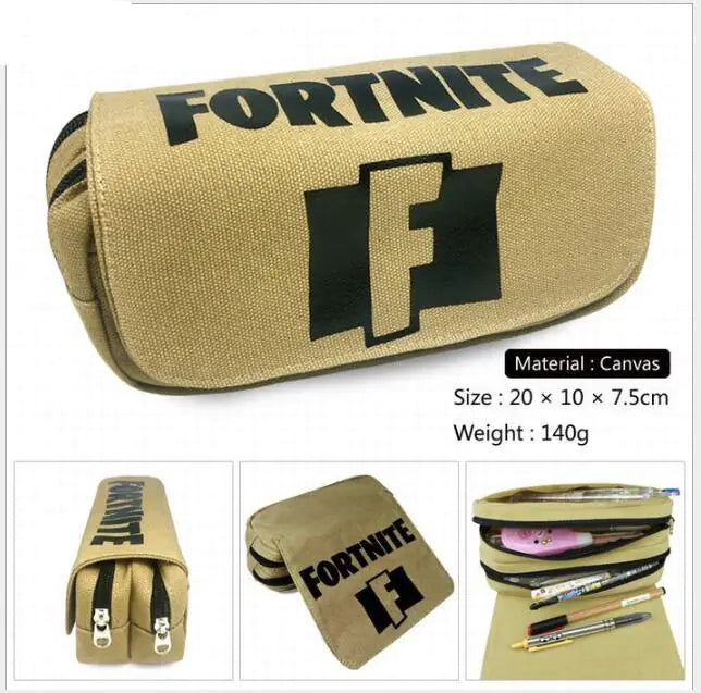 Fortnite Children's Canvas Pencil Case with Double Zipper
