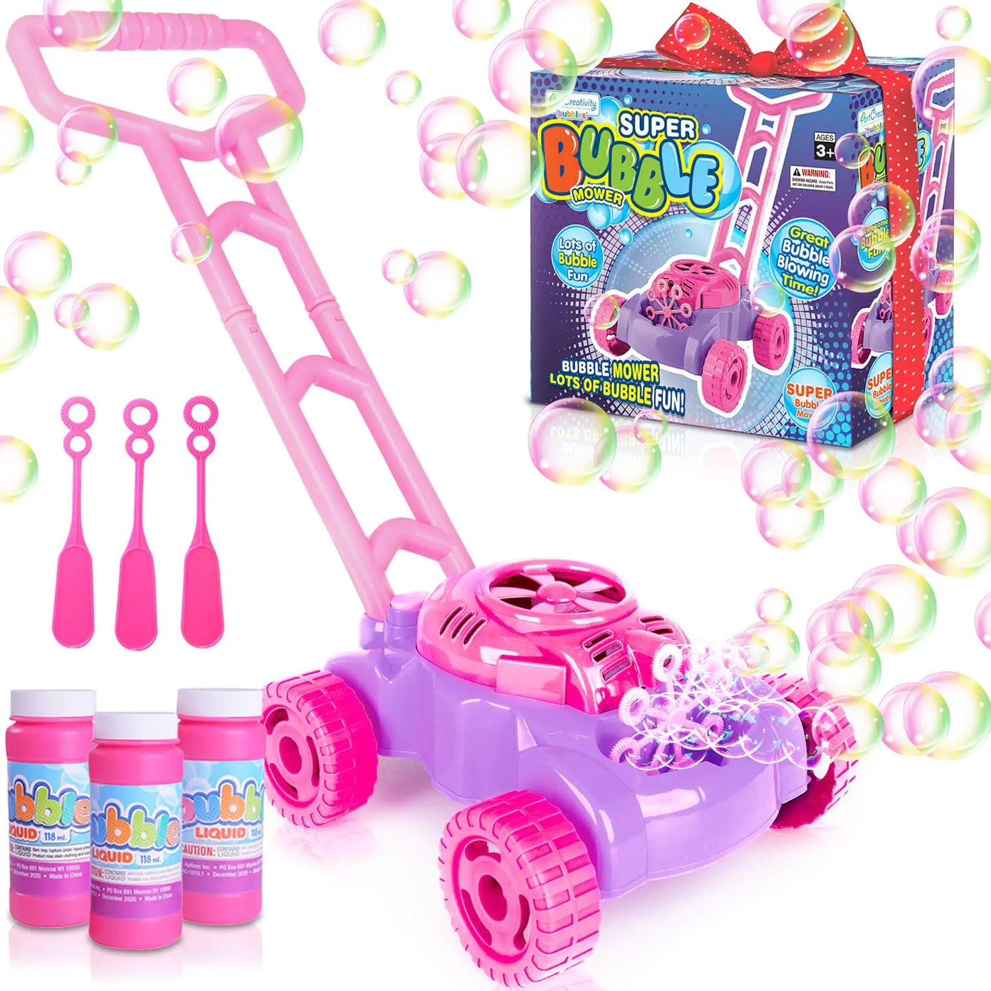 ArtCreativity Bubble Lawn Mower for Toddlers 1-3 Kids Bubble Blower Machine for 1-Year-Old Girl Gifts Push Gardening Toys for Kids Age 1 2 3 4 5 Valentines Day Birthday Gifts for Preschool Girls
