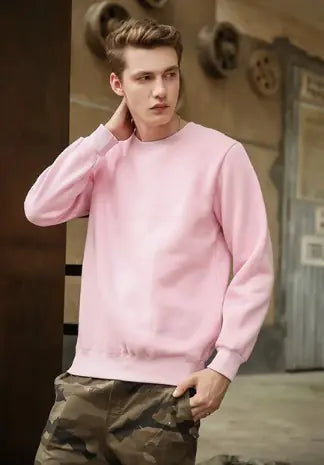 Cotton Fleece Crewneck Sweatshirt in Solid Colors