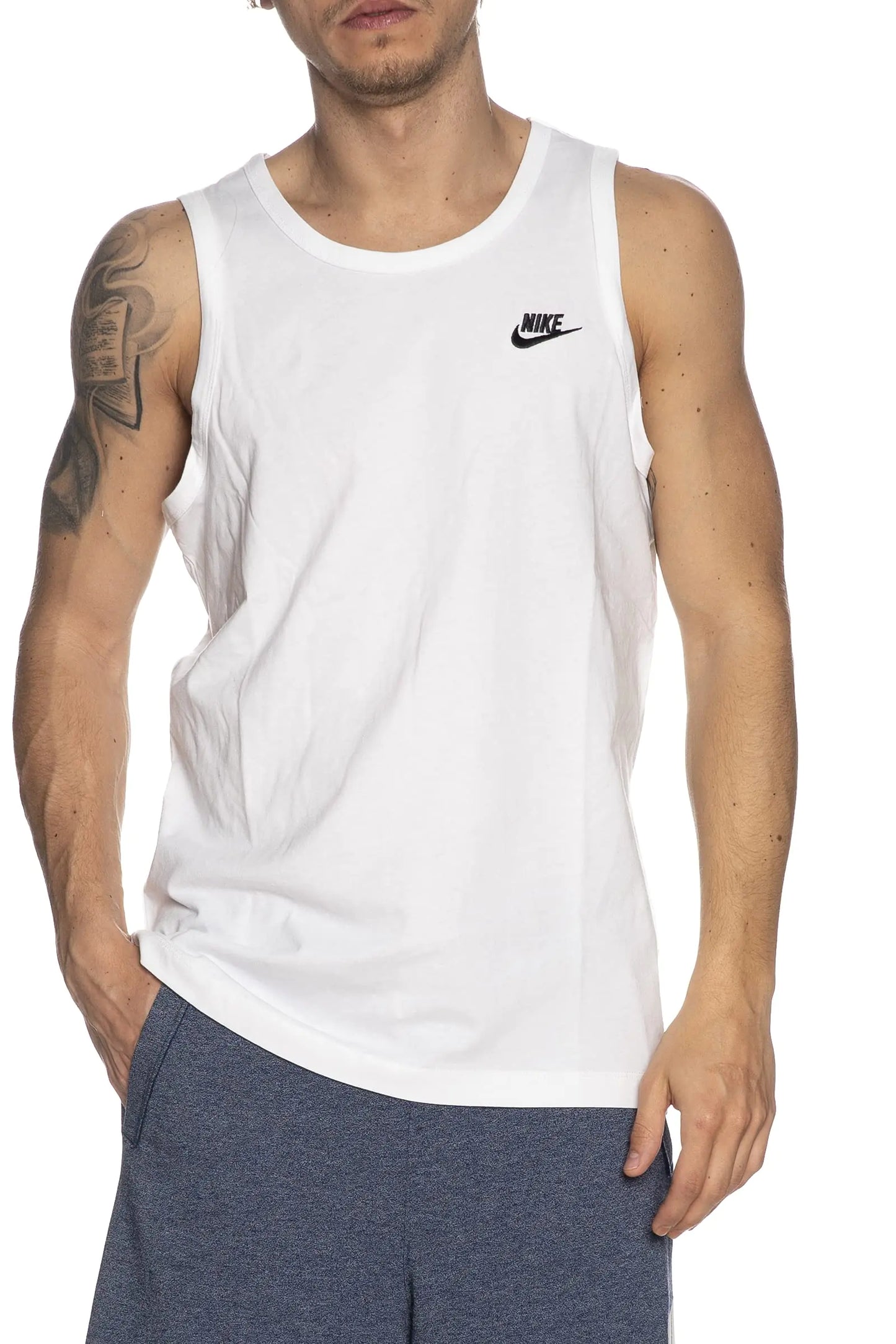 Nike Men's Sleeveless Club Tank (XXL White/Black)
