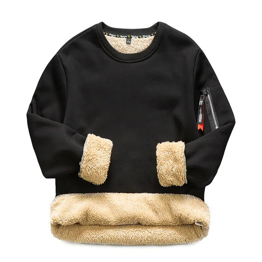 Men's Thick Fleece Crewneck Sweatshirt for Fall/Winter