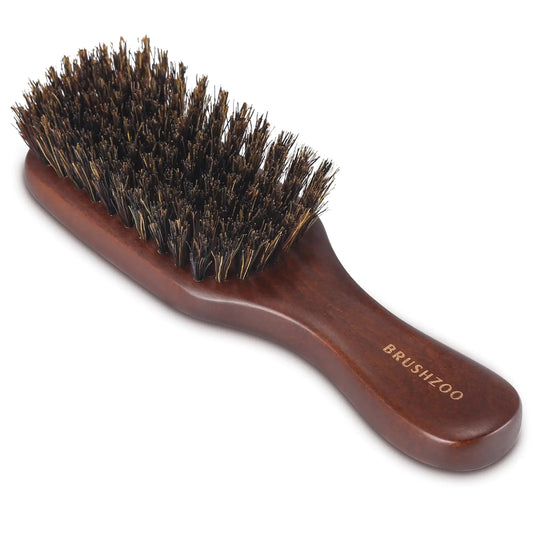 O BRUSHZOO Beard Brush for Men Smooths Softens Beard and Exfoliates Skin and Scalp 100% Boar Bristle Beard Brush for Beard & Short Hair Detangle add Natural Shine