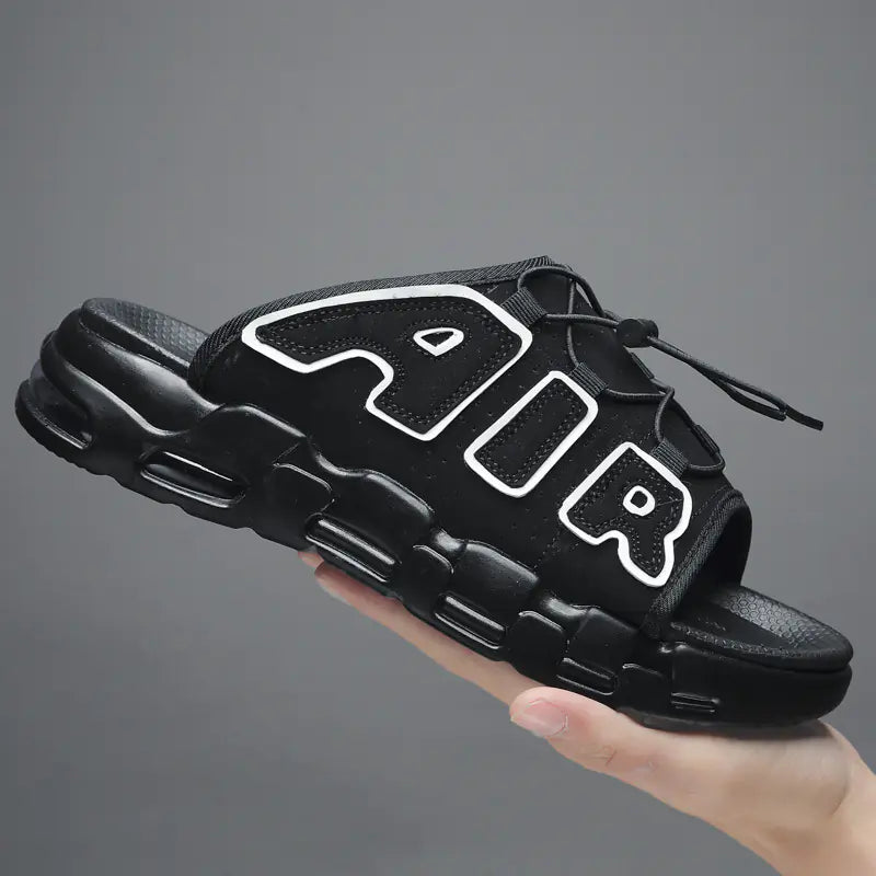 Summer New PU Cushion Slides for Men Casual Beach Shoes