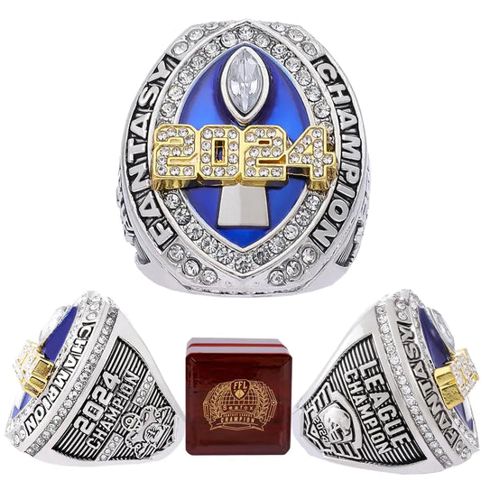 Seafox Fantasy Football Ring 2024 Heavy FFL Championship Ring With Box (size 10 with wooden box)