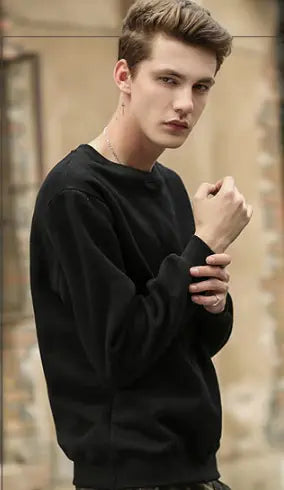 Cotton Fleece Crewneck Sweatshirt in Solid Colors