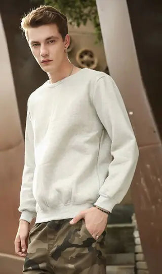 Cotton Fleece Crewneck Sweatshirt in Solid Colors