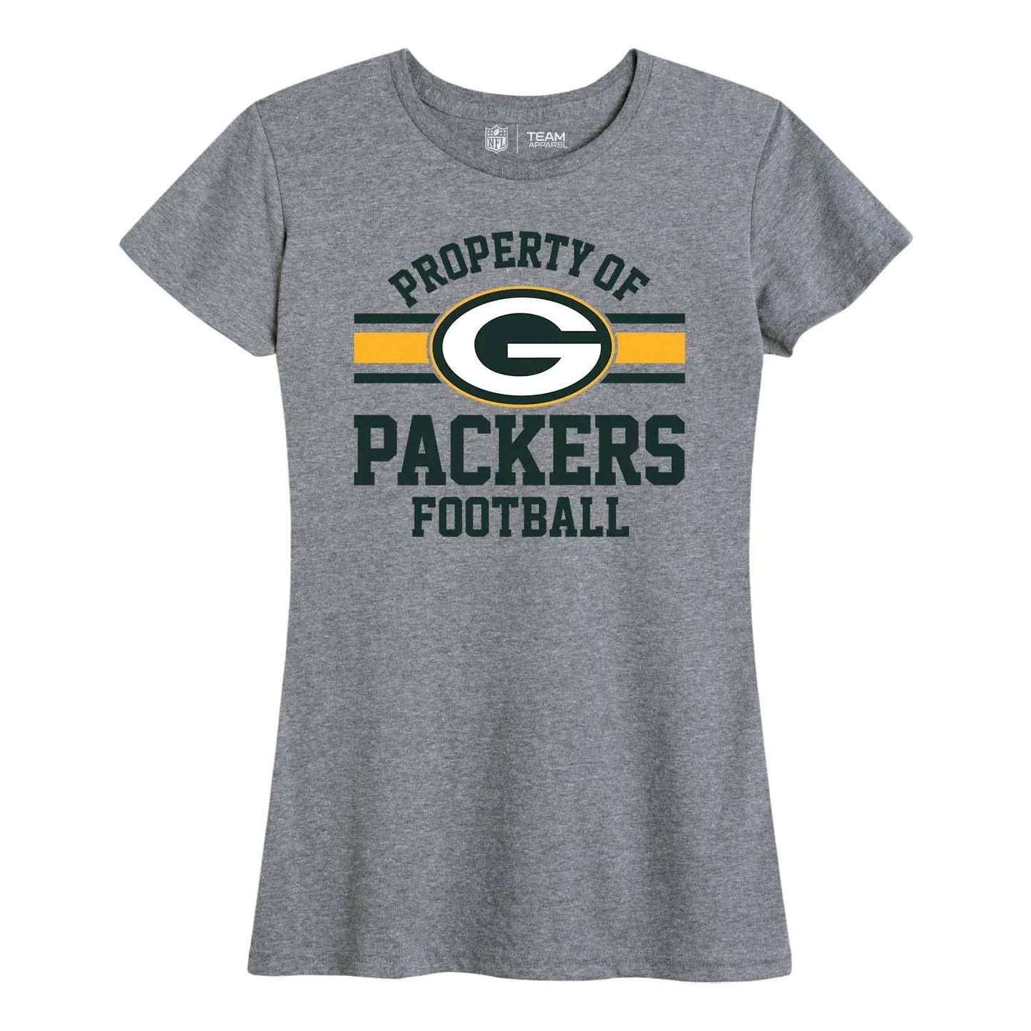 Team Fan Apparel NFL Womens Short Sleeve Property of Tshirt Official Team Apparel Womens Tagless Contour Fit Tee (Green Bay Packers - Gray Large)