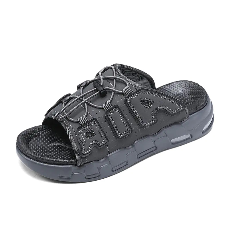 Summer New PU Cushion Slides for Men Casual Beach Shoes