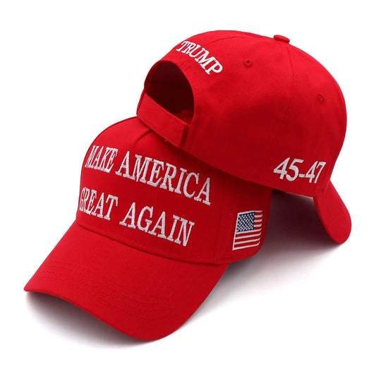 Trump 45-47 Hat MAGA Hat Trump Merchandise Donald Trump Gifts for Men Make America Great Again Hat USA Flag Adjustable Baseball Cap Red