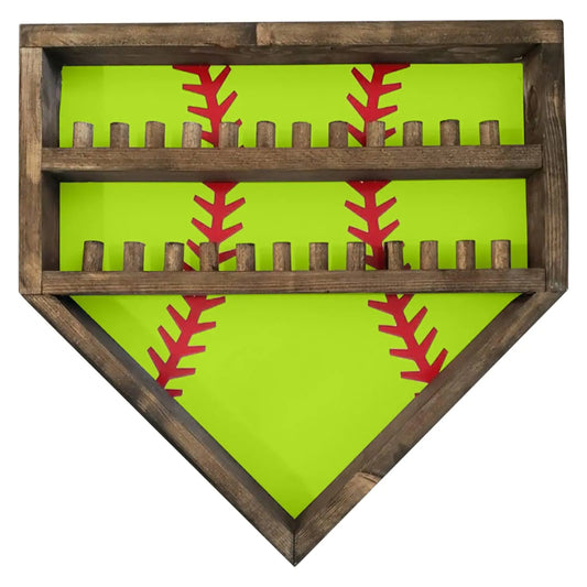 Generic Championship Ring Display Case 24 Ring Posts Baseball Ring Holder Football Basketball Softball Ring Display Box Wall Mount Sports Award Trophy Case (Green)