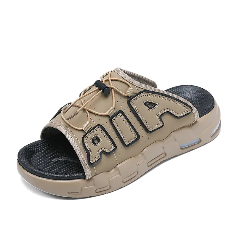 Summer New PU Cushion Slides for Men Casual Beach Shoes