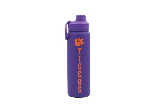 Decorvo Clemson Water Bottle - Purple Double Walled Stainless Steel 24 oz Keeps Drinks Cold or Hot