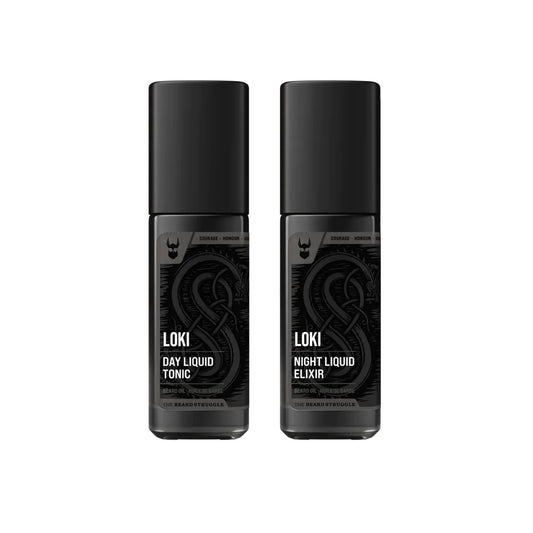 The Beard Struggle Tonic + Elixir Beard Oil Bundle - Platinum Collection - Grooming Beard Oil - Softens Moisturizers and Strengthens Beard Growth - Pack of 2 Loki Unscented