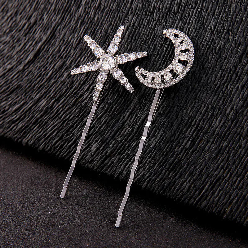 Fashion Star and Moon Rhinestone Hair Clip for Women
