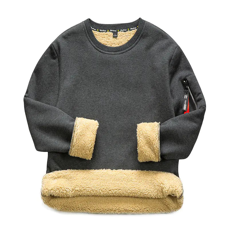Men's Thick Fleece Crewneck Sweatshirt for Fall/Winter