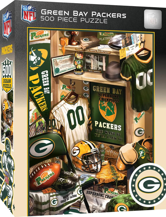 MasterPieces Game Day 500 Piece Jigsaw Puzzle for Adults - NFL Green Bay Packers Locker Room - 15"x21"
