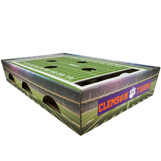 Pets First NCAA Clemson Tigers Cat Scratcher Box Game Day Cat Toy NCAA Football Field Designed Cat Scratcher and Lounge Stimulating Cat Game