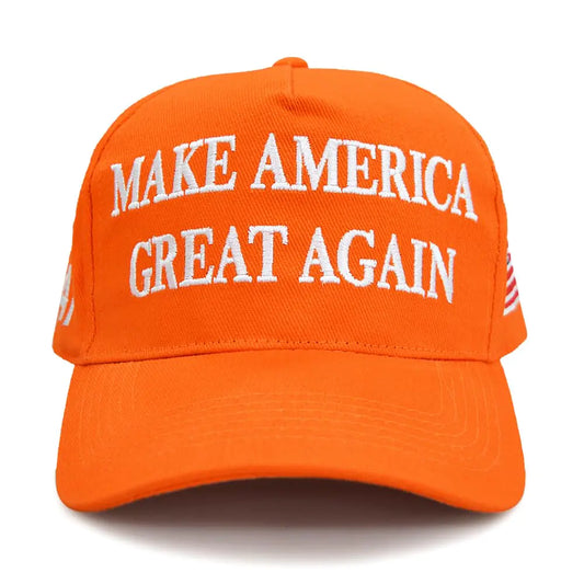 DISHIXIAO Make America Great Hat Embroidery Trump 2024 Baseball Cap with USA Flag MAGA 45-47 Sport Cap for Women and Men Orange