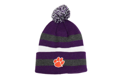 LogoFit Winter Hat for Men and Women - Knit Pom Beanie (Clemson)