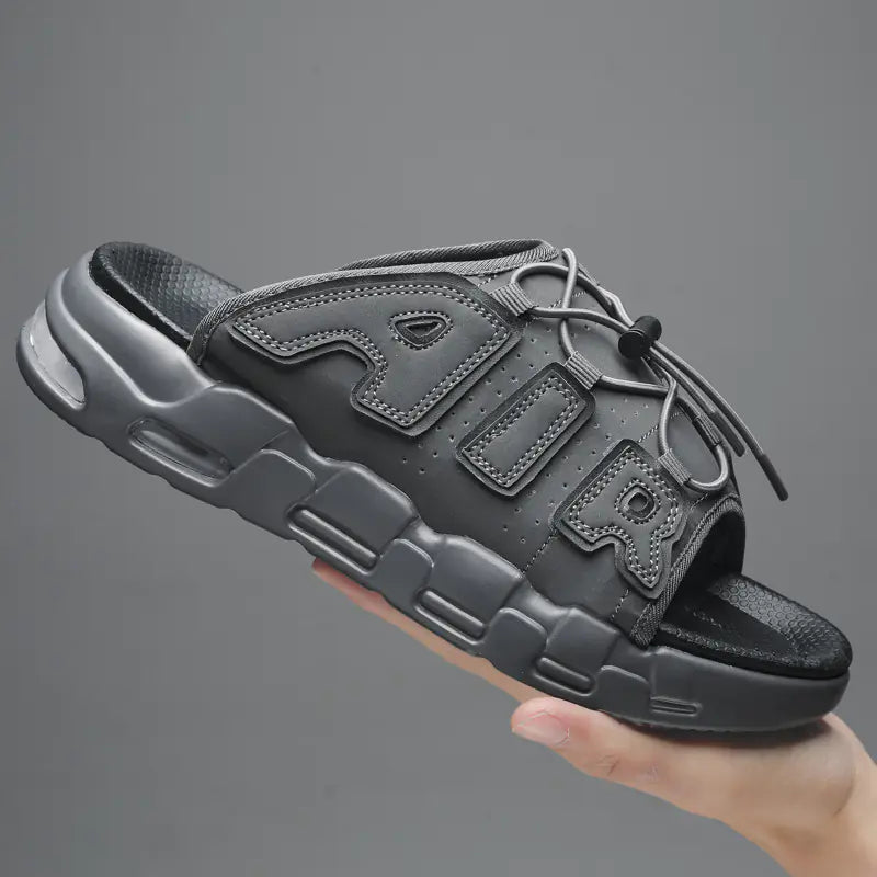 Summer New PU Cushion Slides for Men Casual Beach Shoes