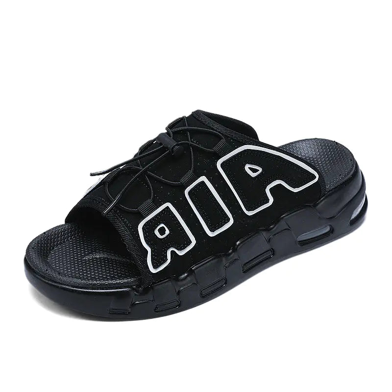 Summer New PU Cushion Slides for Men Casual Beach Shoes